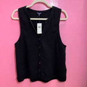 Splendid Women's Sleeveless Tank Top High Low Button-down Black